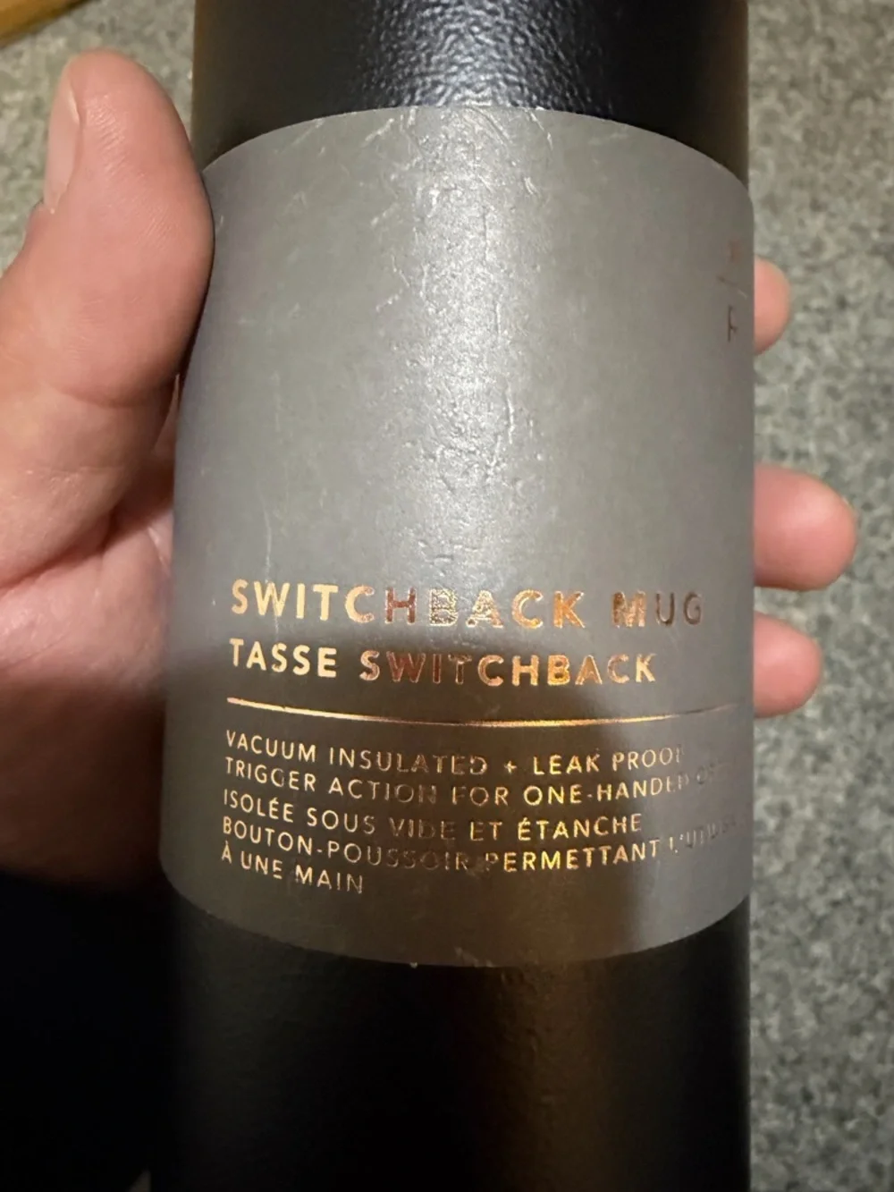 Stanley Black Travel Bottle with Gray Band and Gold Logo - Picture 4 of 4